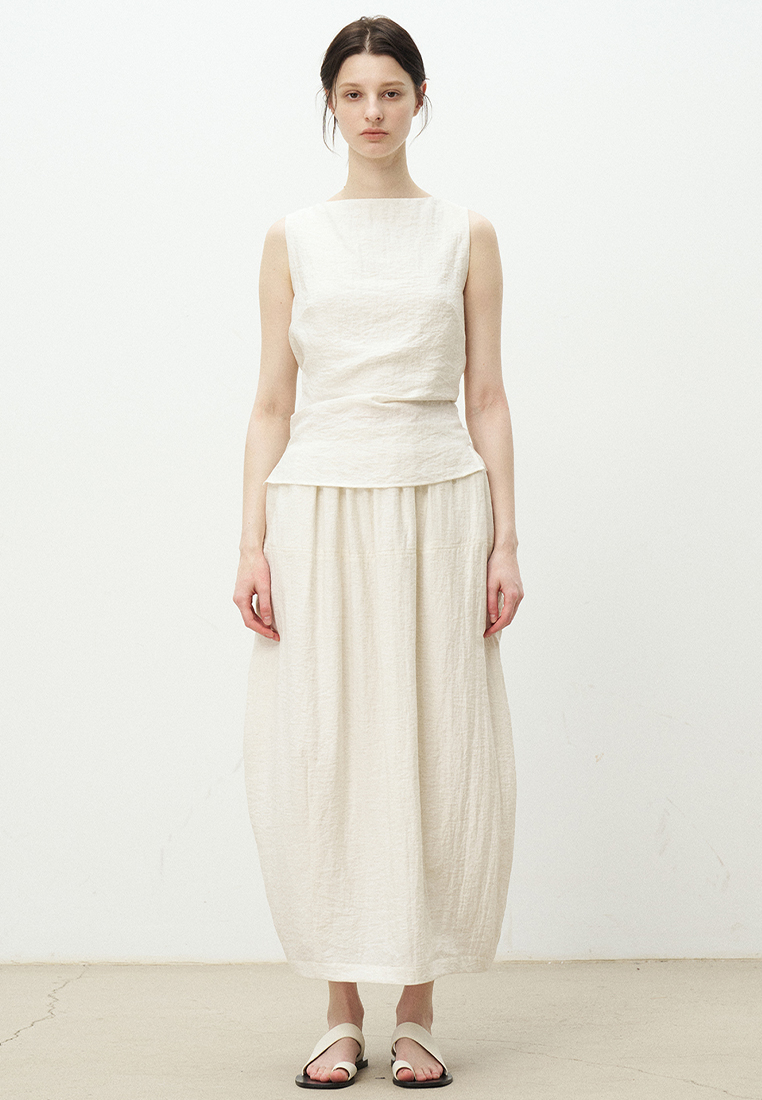 New Lace-up Top and Skirt Linen Suit CA25060301RD