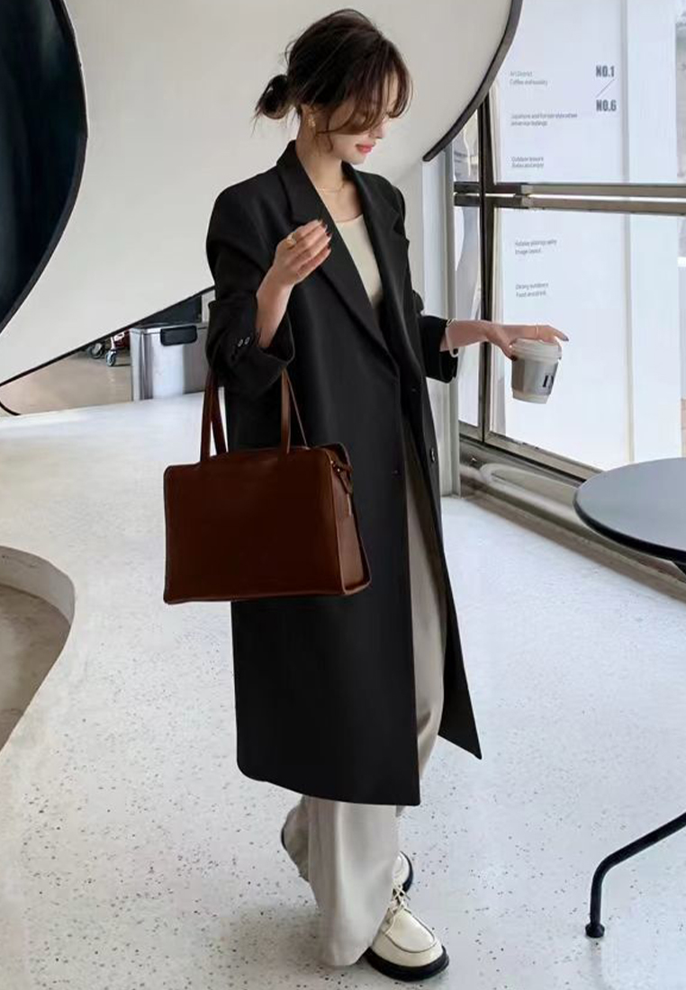 Fashionable and high end temperament over the knee windbreaker coat CA111601BW