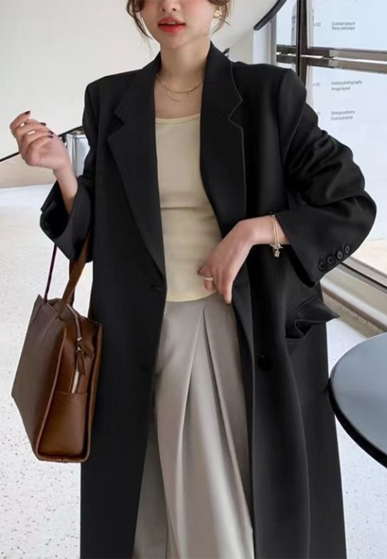 Fashionable and high end temperament over the knee windbreaker coat CA111601BW