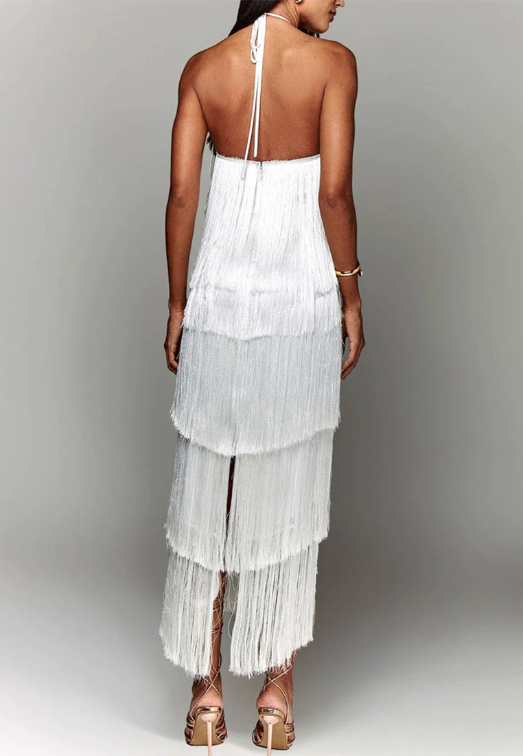 Fashionable tassel backless slit dress CA25061701GD