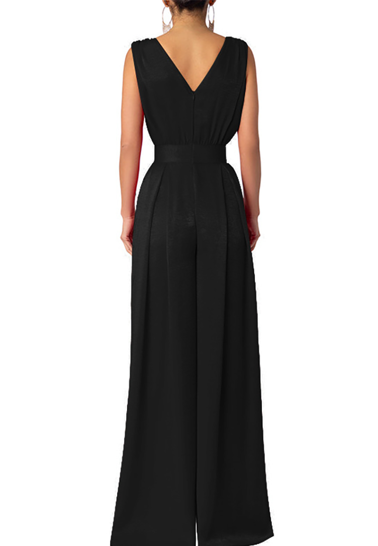 European and American Slim-Fit High-Waisted Wide-Leg Jumpsuit CA25091501RD