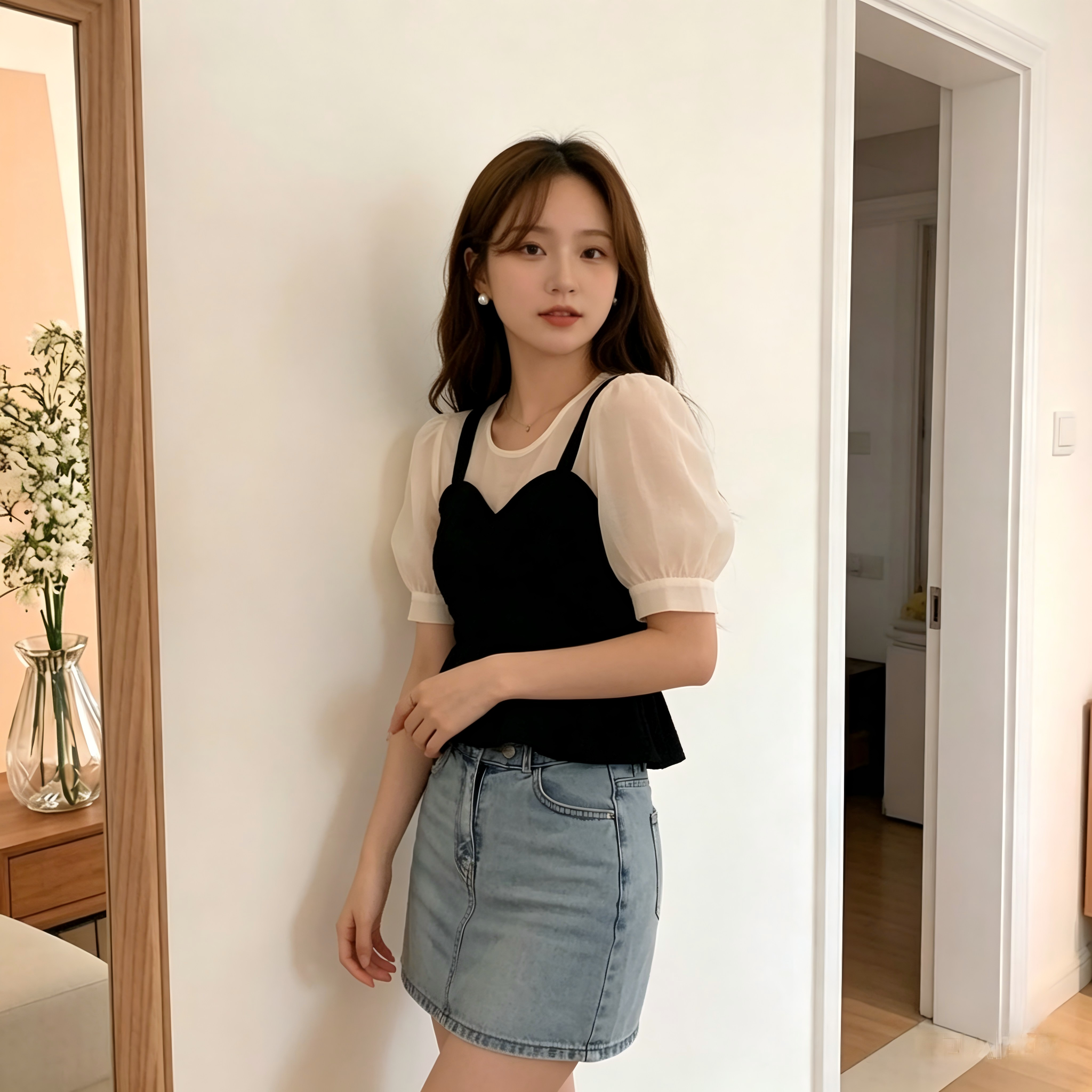 Korean Puff Sleeve Chiffon Blouse K26042201