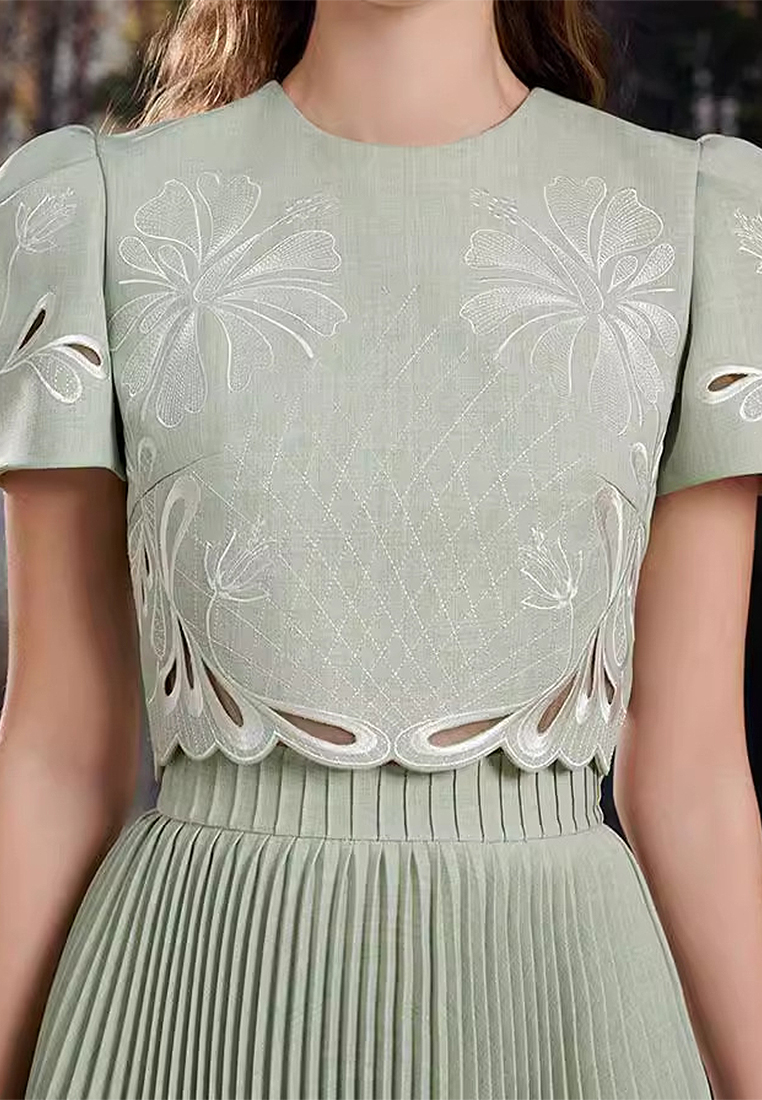 New Elegant Solid Color Pattern Retro Dress CA241128101GR