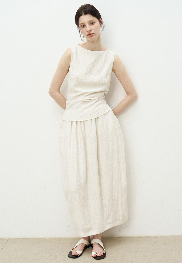 New Lace-up Top and Skirt Linen Suit CA25060301RD