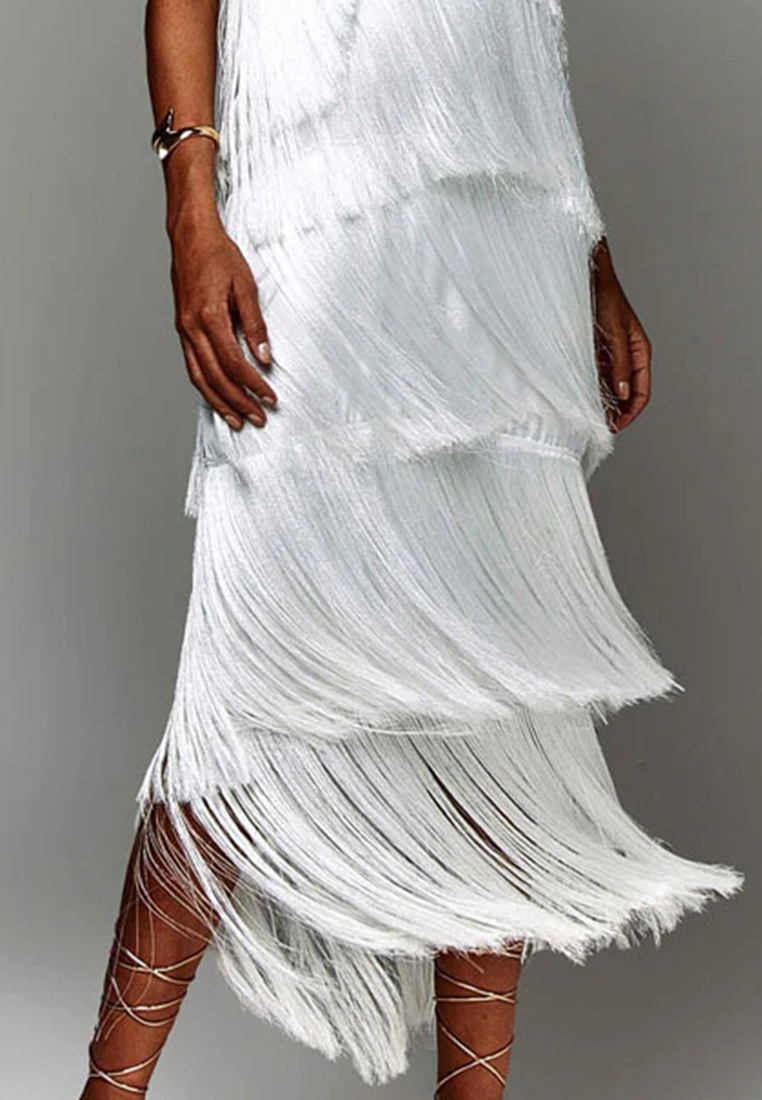 Fashionable tassel backless slit dress CA25061701GD