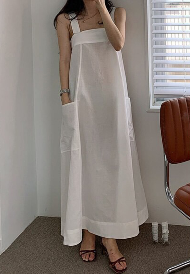 Korea chic summer new square neck versatile slip dress CA24062001KI