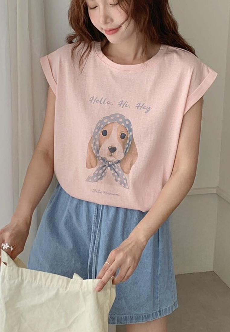 Summer New Casual Retro Printed Round Neck Top CA25070901W