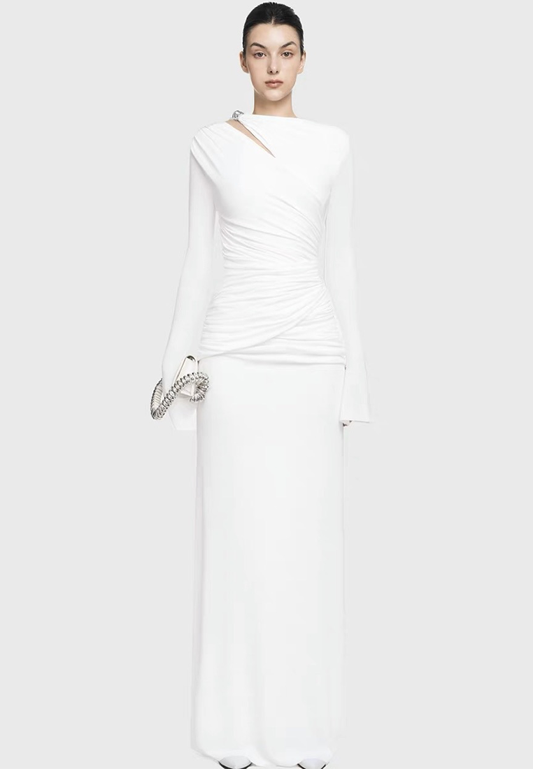 New Elegant Pleated Waist Flared Dress CA25101610BL