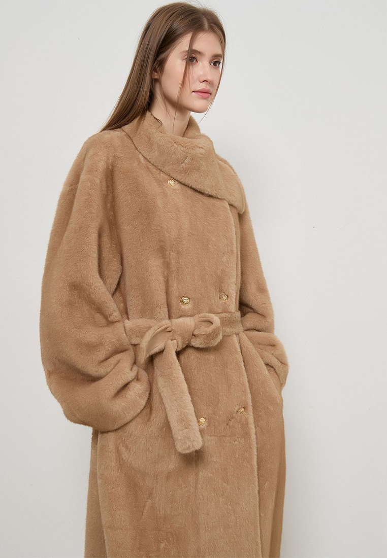 New Luxury Lady's Long-Length Eco-Fur Tweed Jacket CA25110710BE