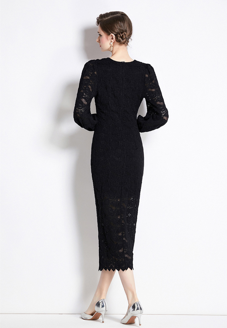 2024 new lace slim fit hip hugging dress CA24073110BK