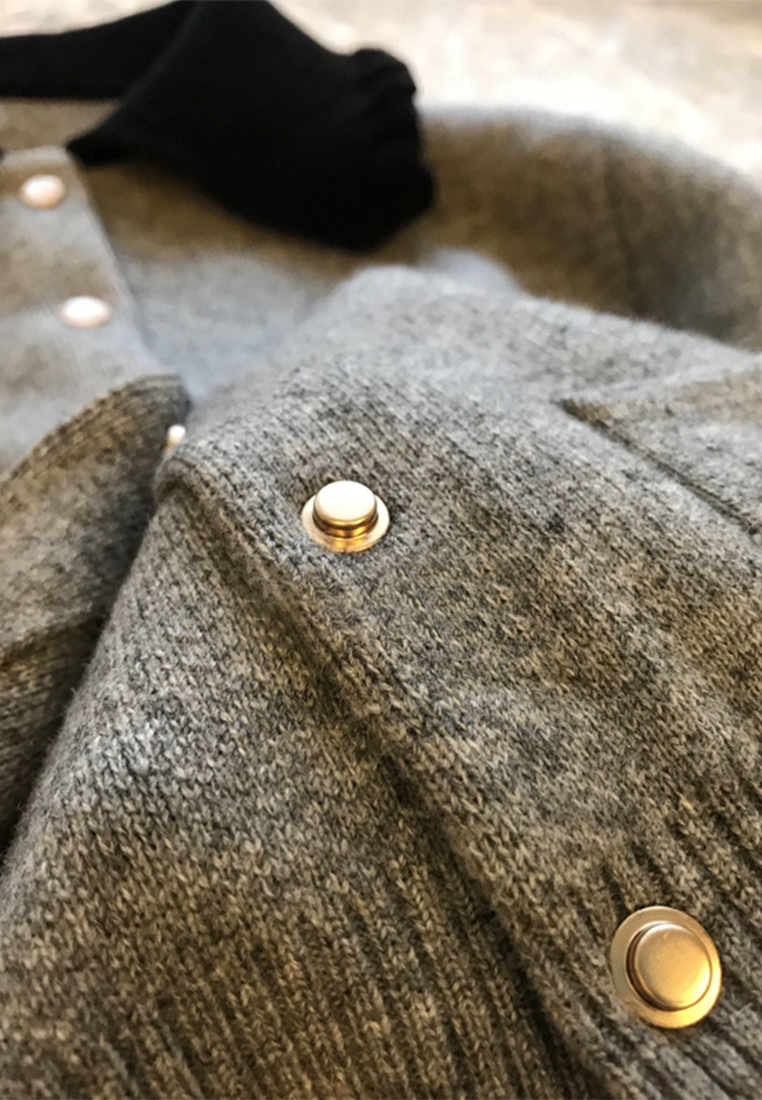 Wool small collar knitted wool short cardigan jacket CA110210