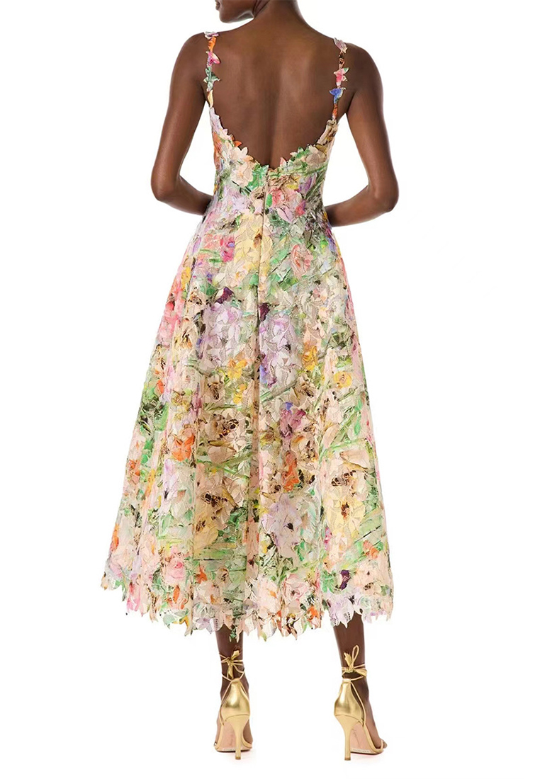 Vintage colored slip lace cut-out dress CA4031910MT