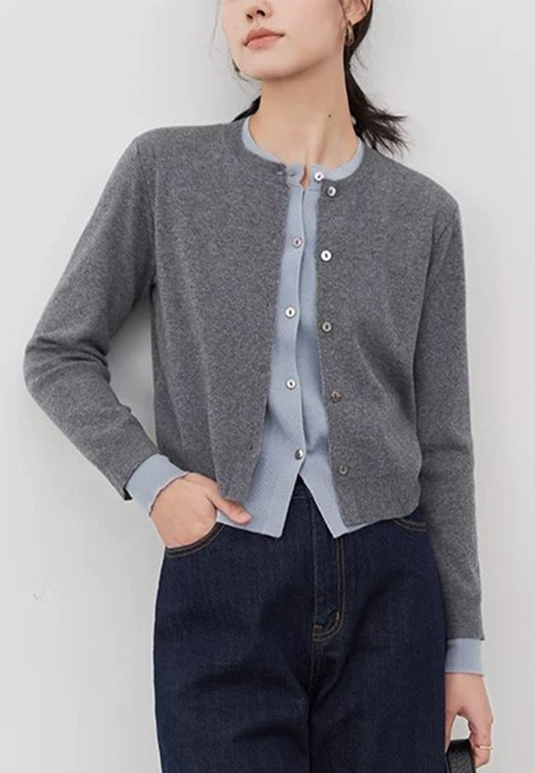 New Knitted Color Contrasting Top CA24111210GY