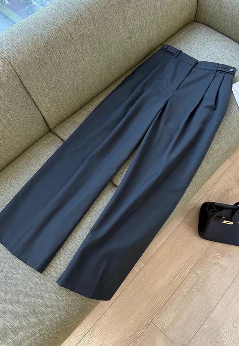 New Straight High Waist Small Wide Leg Suit Pants CA25061710GY
