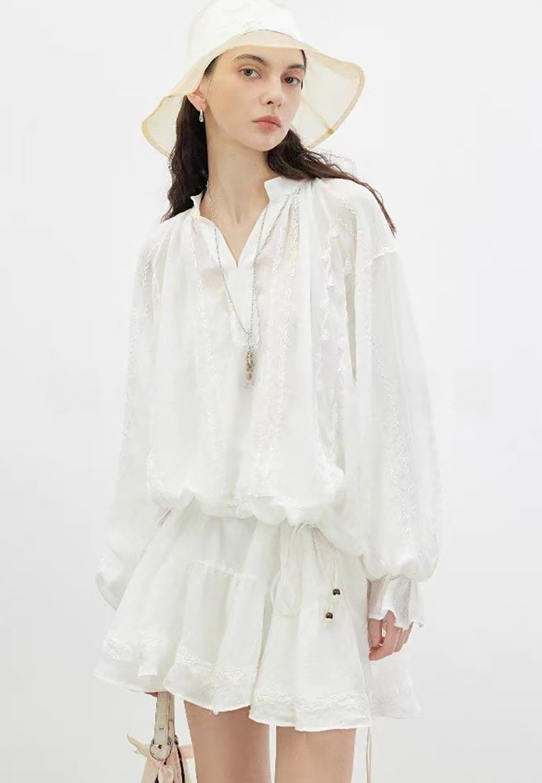 New Retro Romantic Ramie Embroidery Dress CA25100910W