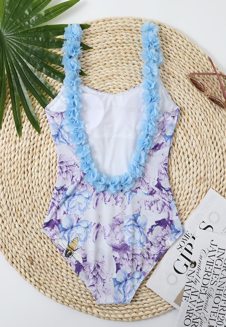 Retro backless flower one-piece swimsuit + chiffon skirt CA25030510PI