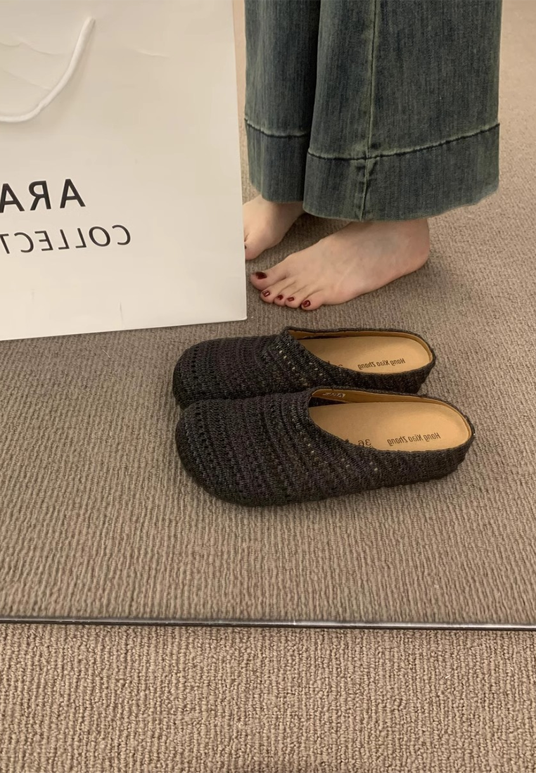 Hand-woven hollow half slippers CA25042310BW