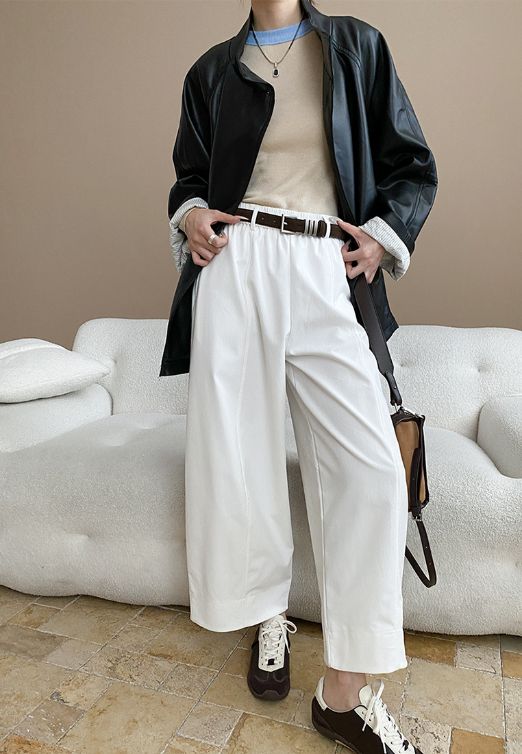 Autumn contrast color straight shoulder slim bottoming sweater CA25092510-1