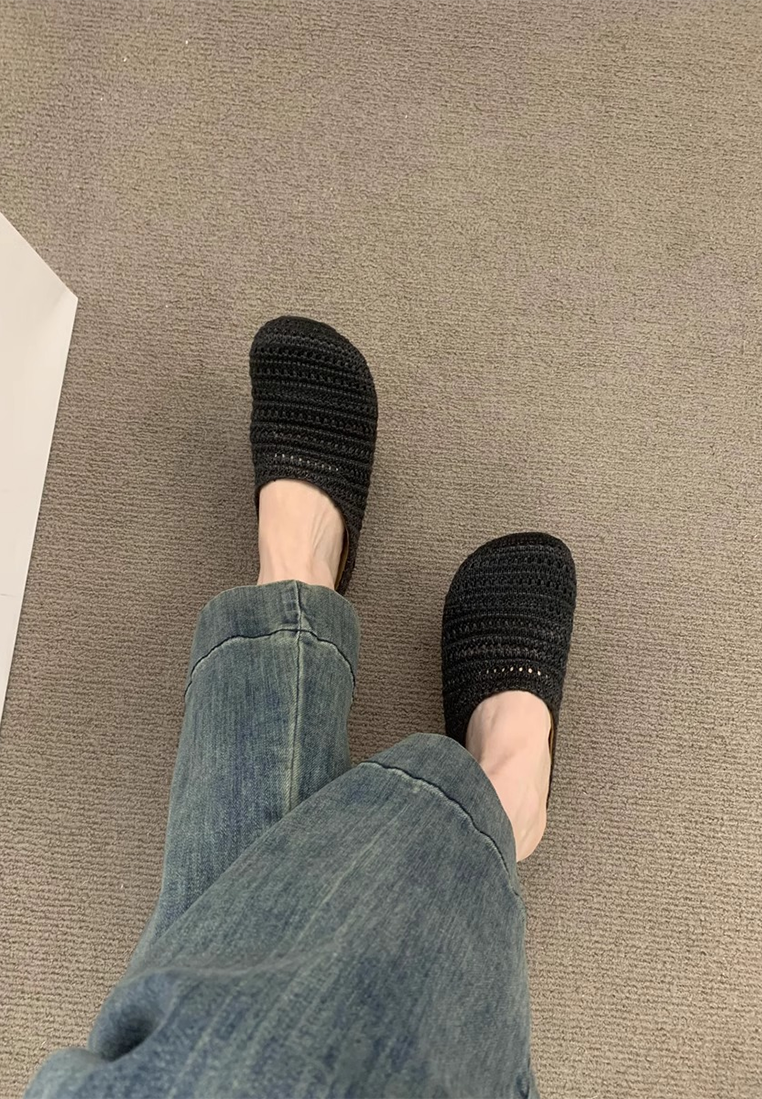 Hand-woven hollow half slippers CA25042310BW