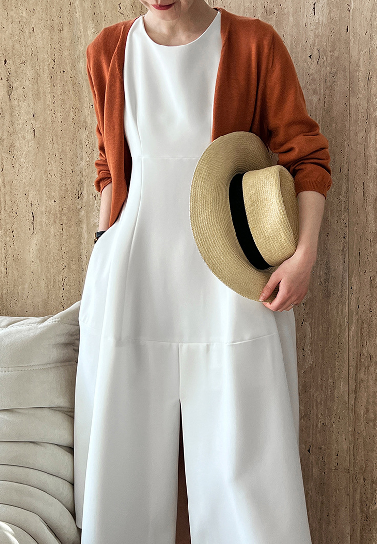 2024 New Waistband Dress Solid Summer CA24041010W