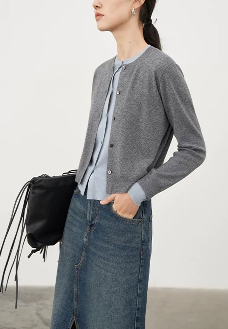 New Knitted Color Contrasting Top CA24111210GY