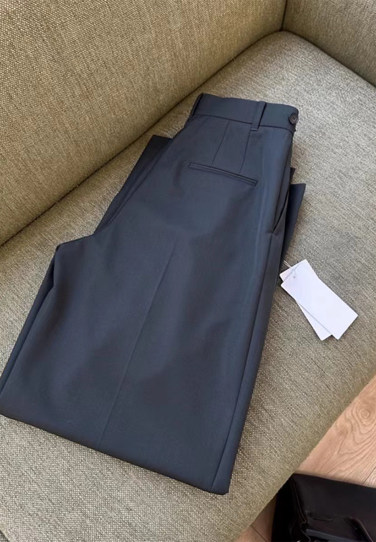 New Straight High Waist Small Wide Leg Suit Pants CA25061710GY