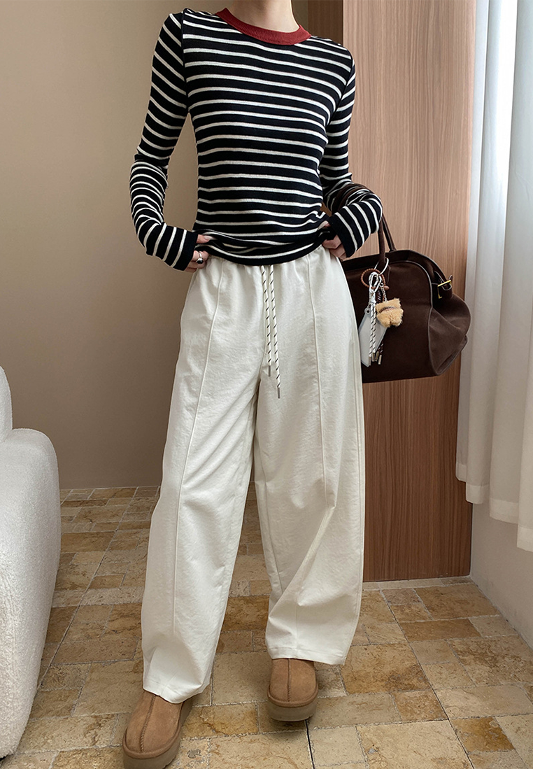 Autumn contrast color straight shoulder slim bottoming sweater CA25092510-1