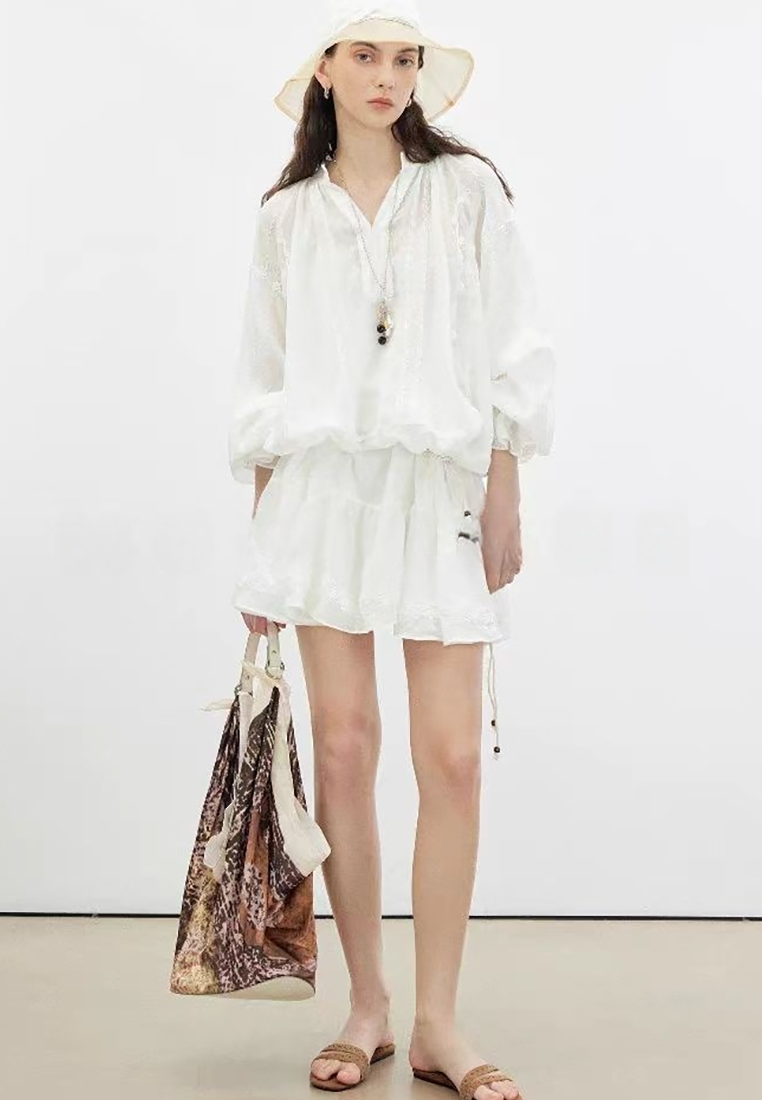 New Retro Romantic Ramie Embroidery Dress CA25100910W