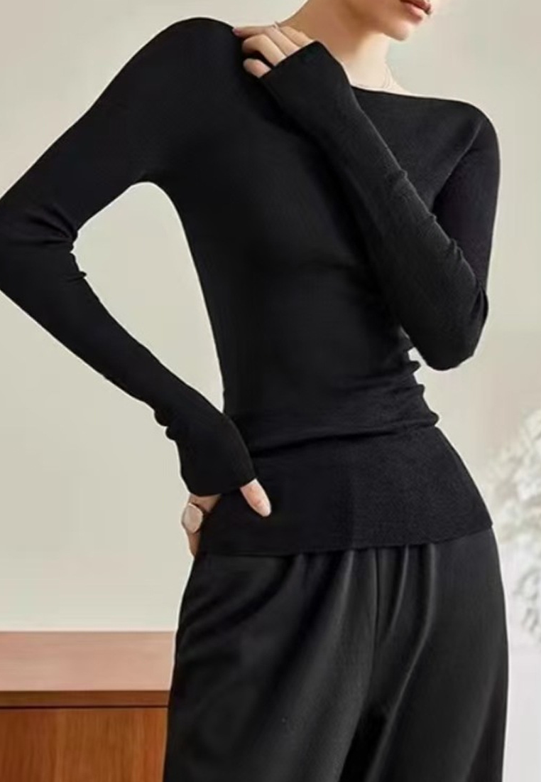 Wool Knit Fashionable and Simple Top CA25110310GY