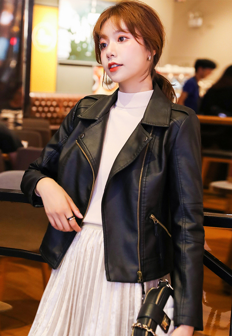 Leather jacket ladies leather jacket pu biker suit women's short new women's decoration coat X100-8