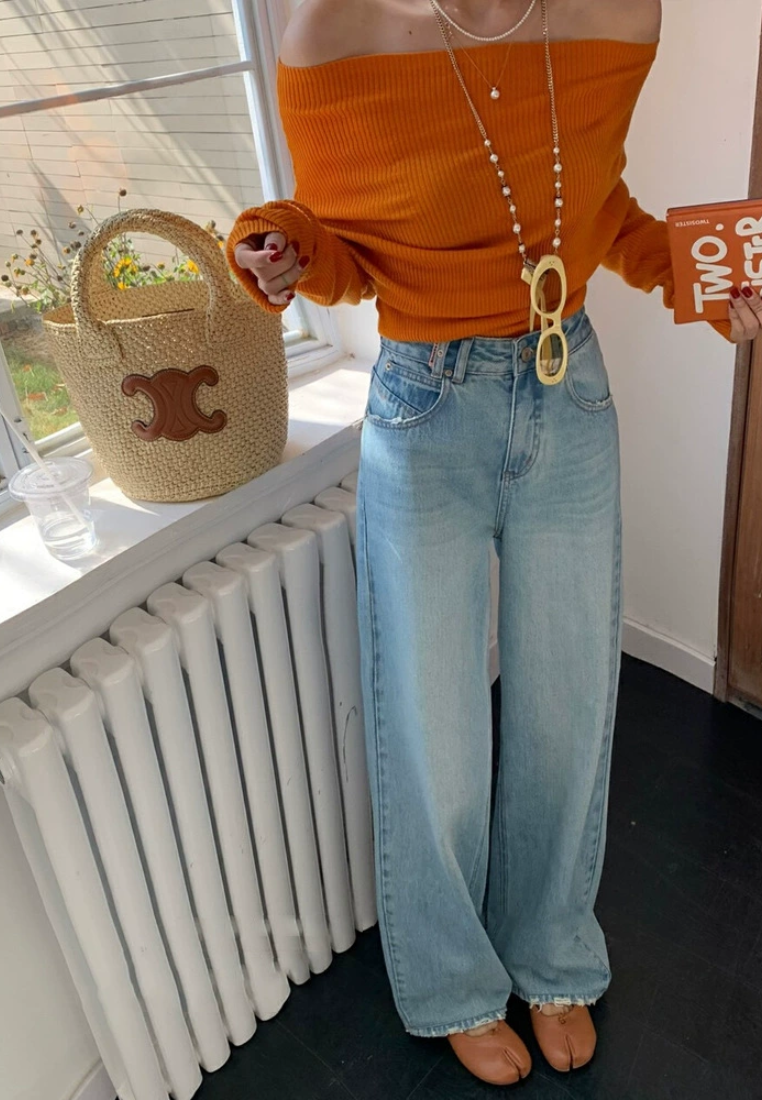 Spring high waisted straight leg jeans CA25031910BL