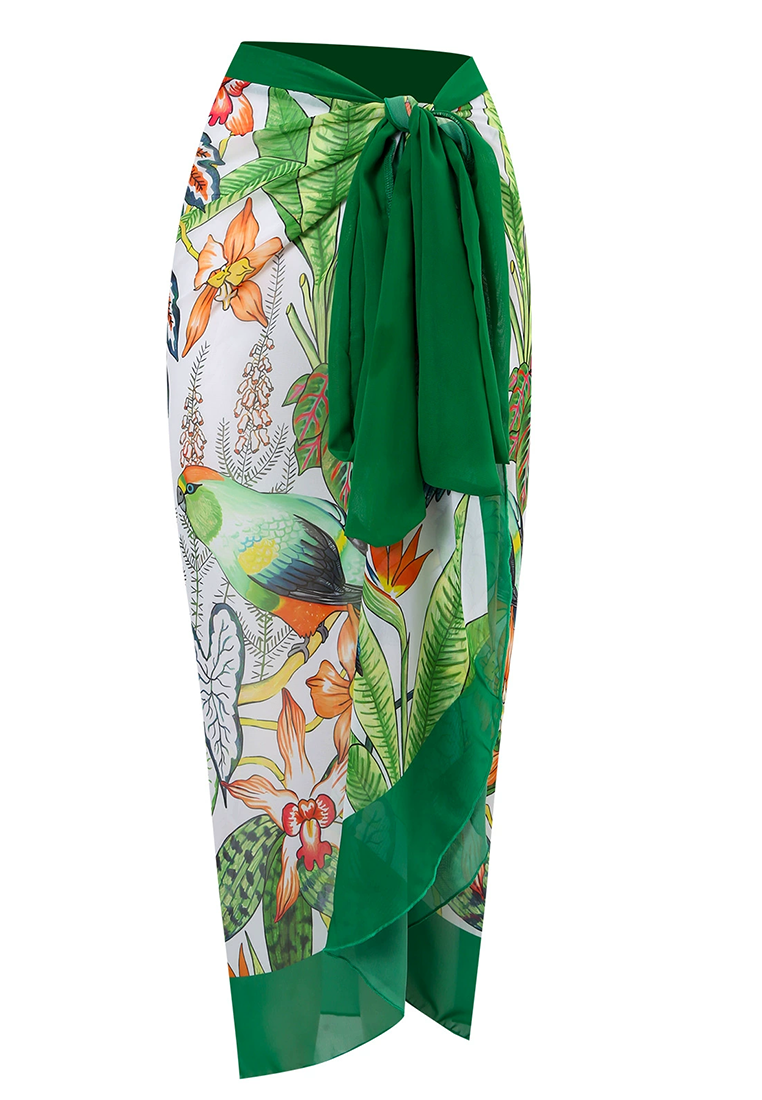 Retro backless flower one-piece swimsuit + chiffon skirt CA25030510PI