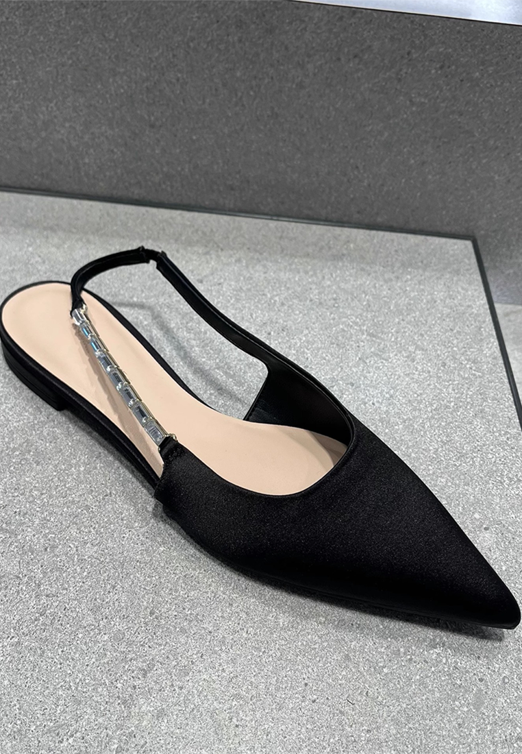 Summer new flat chain diamond embellished back strap sandals CA25042210BK