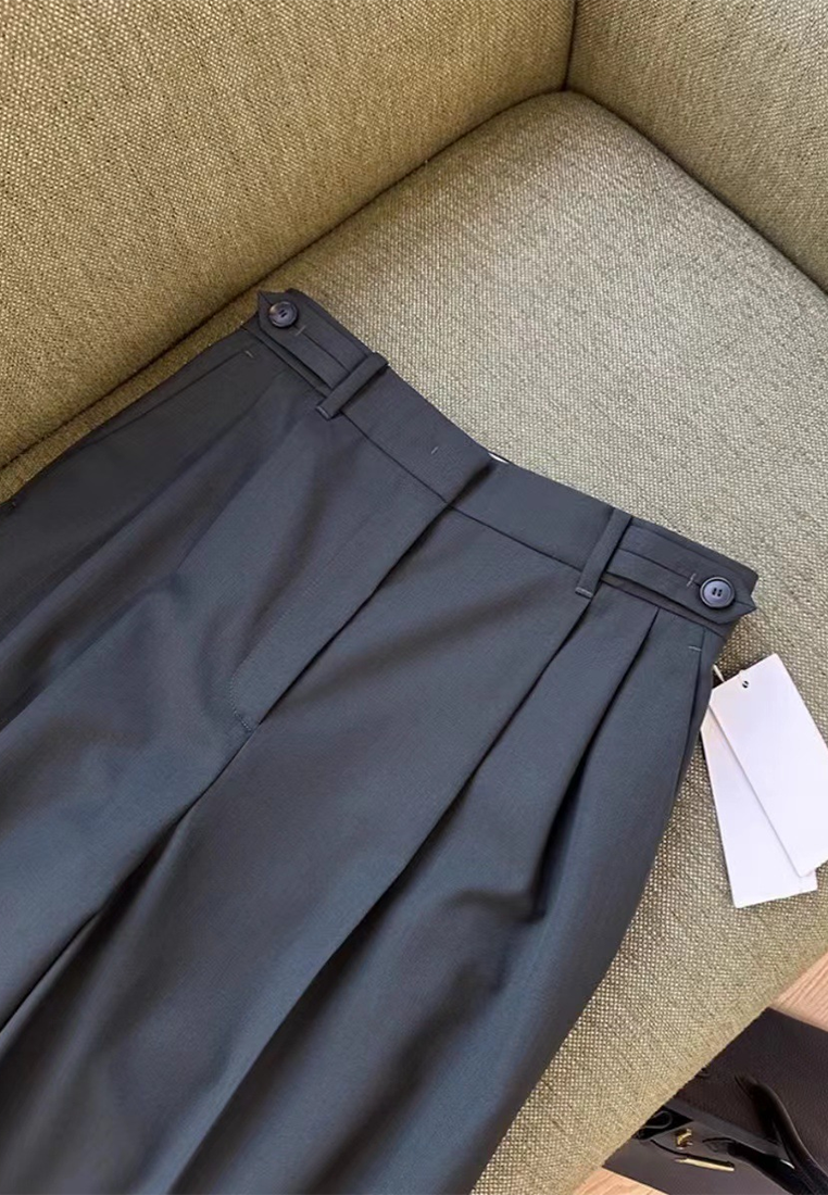 New Straight High Waist Small Wide Leg Suit Pants CA25061710GY