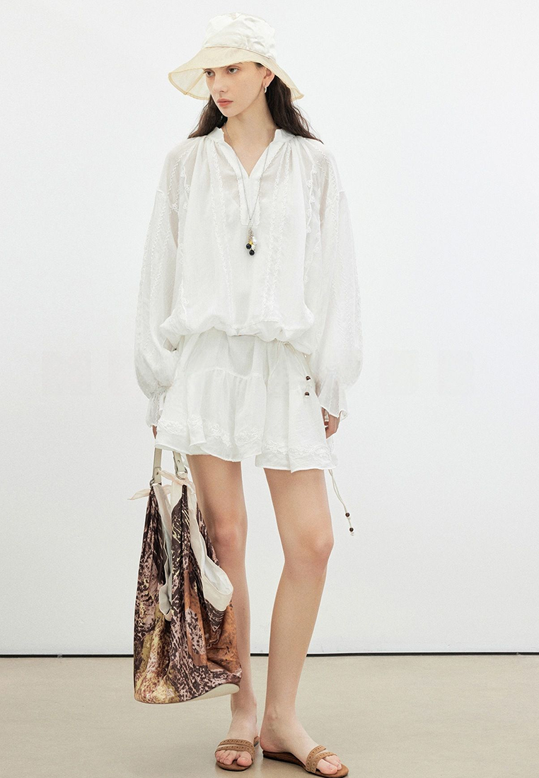 New Retro Romantic Ramie Embroidery Dress CA25100910W