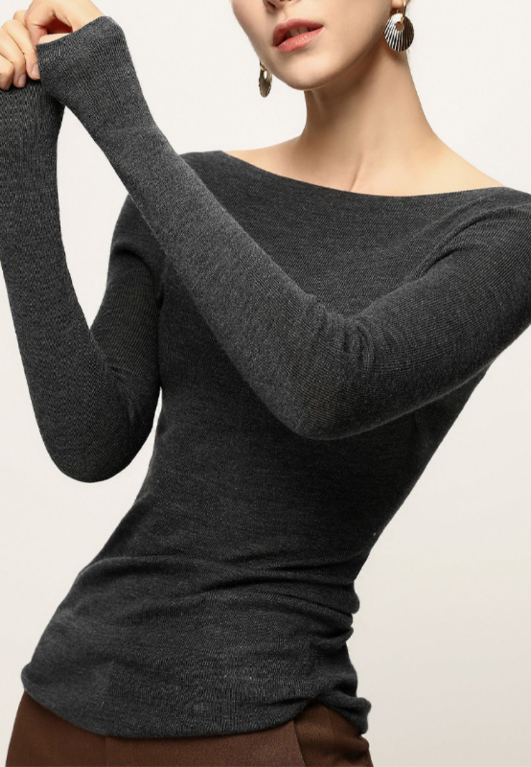 Wool Knit Fashionable and Simple Top CA25110310GY