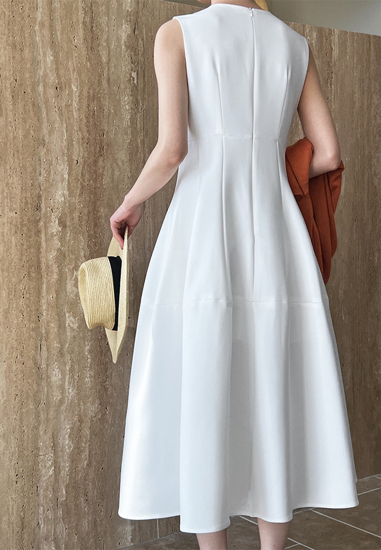 2024 New Waistband Dress Solid Summer CA24041010W