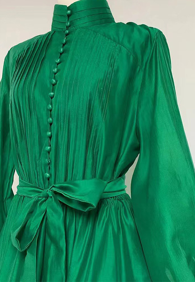 2024 new stand up collar slim fit long dress CA24081610GR