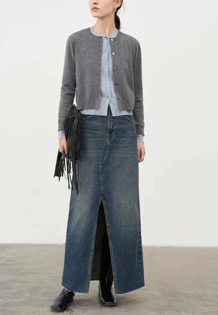 New Knitted Color Contrasting Top CA24111210GY