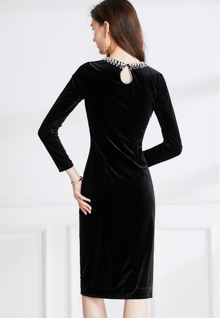 French retro velvet dress CA241128110BK