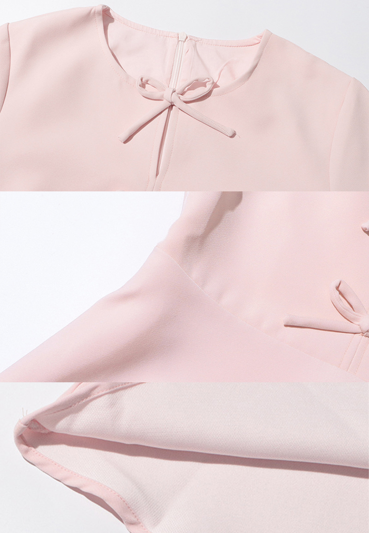 Fashionable round neck bow spliced dress CA242111910PI