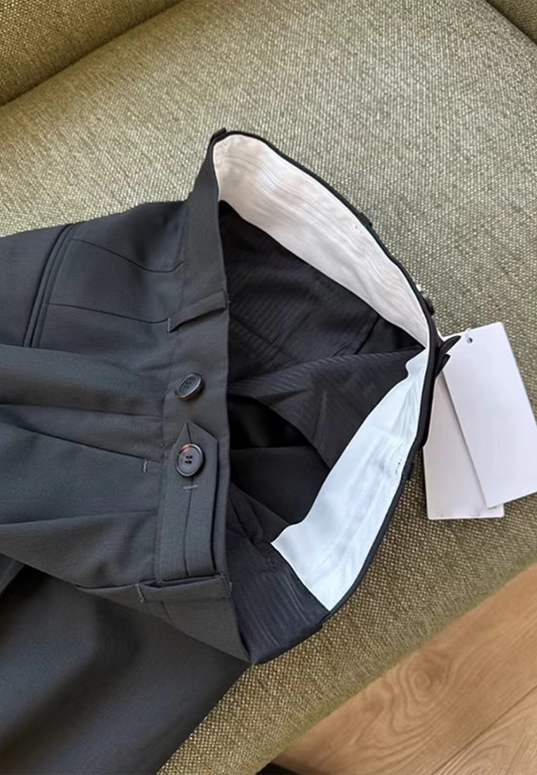 New Straight High Waist Small Wide Leg Suit Pants CA25061710GY