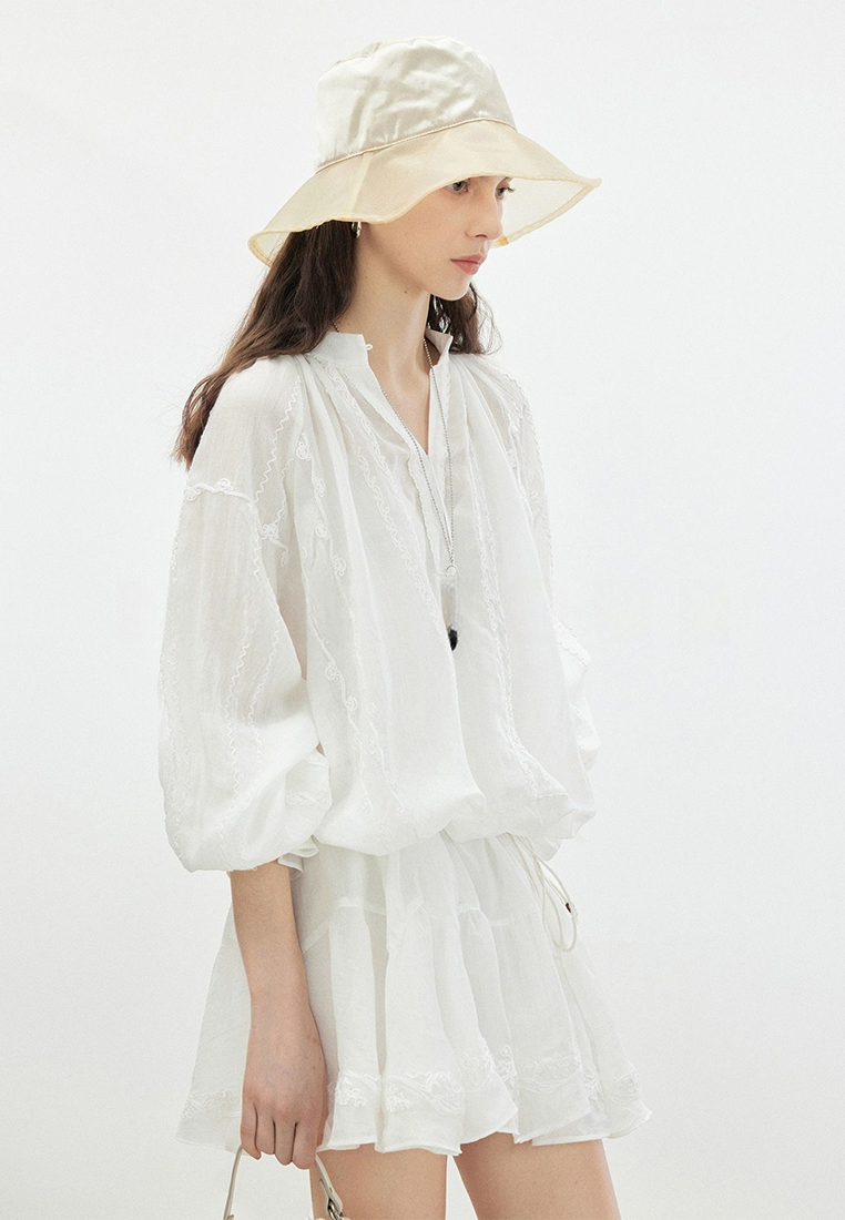 New Retro Romantic Ramie Embroidery Dress CA25100910W