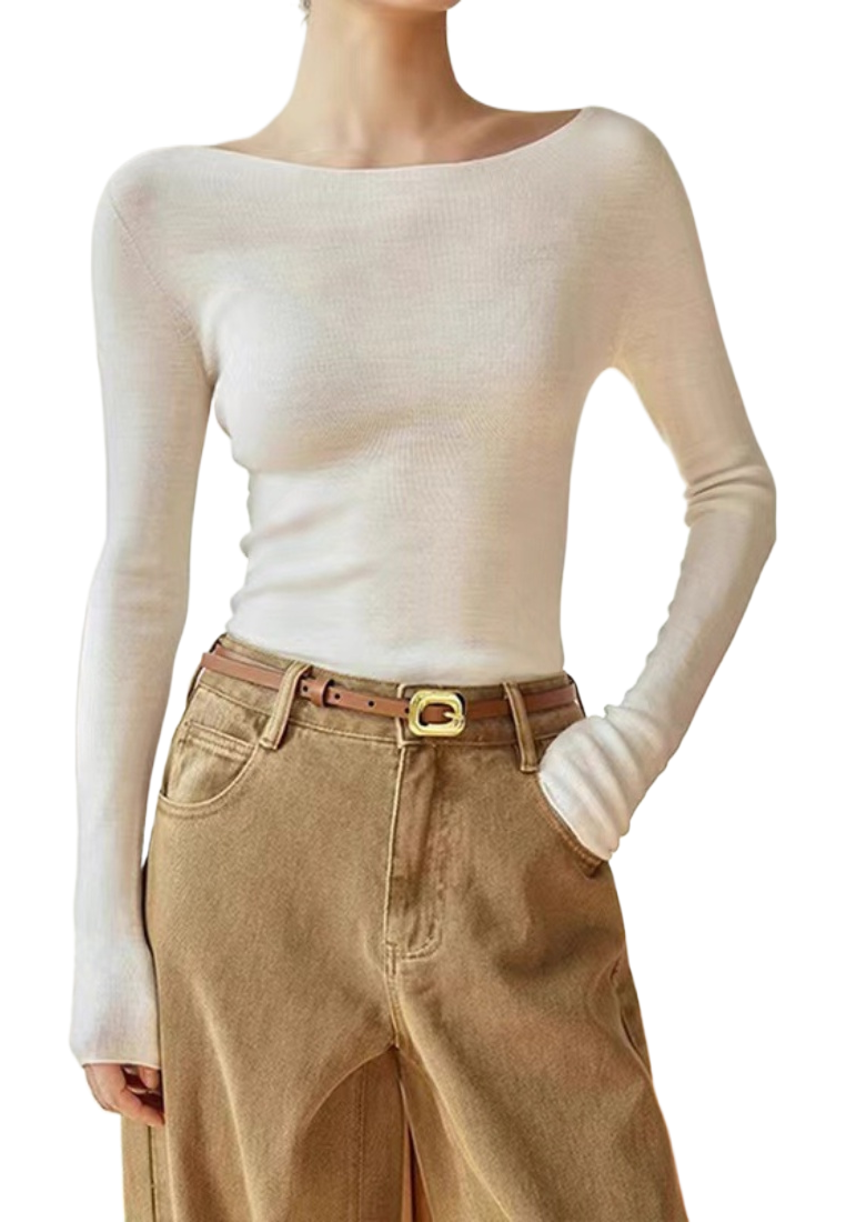 Wool Knit Fashionable and Simple Top CA25110310GY