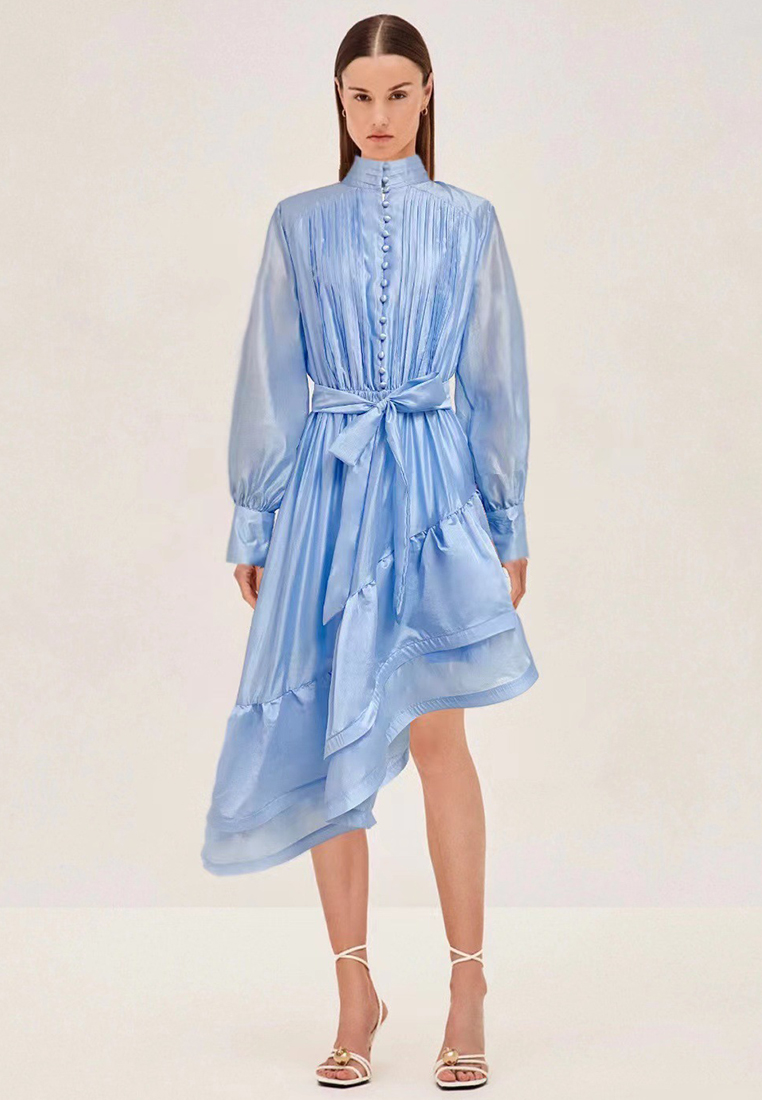 2024 new stand up collar slim fit long dress CA24081610GR