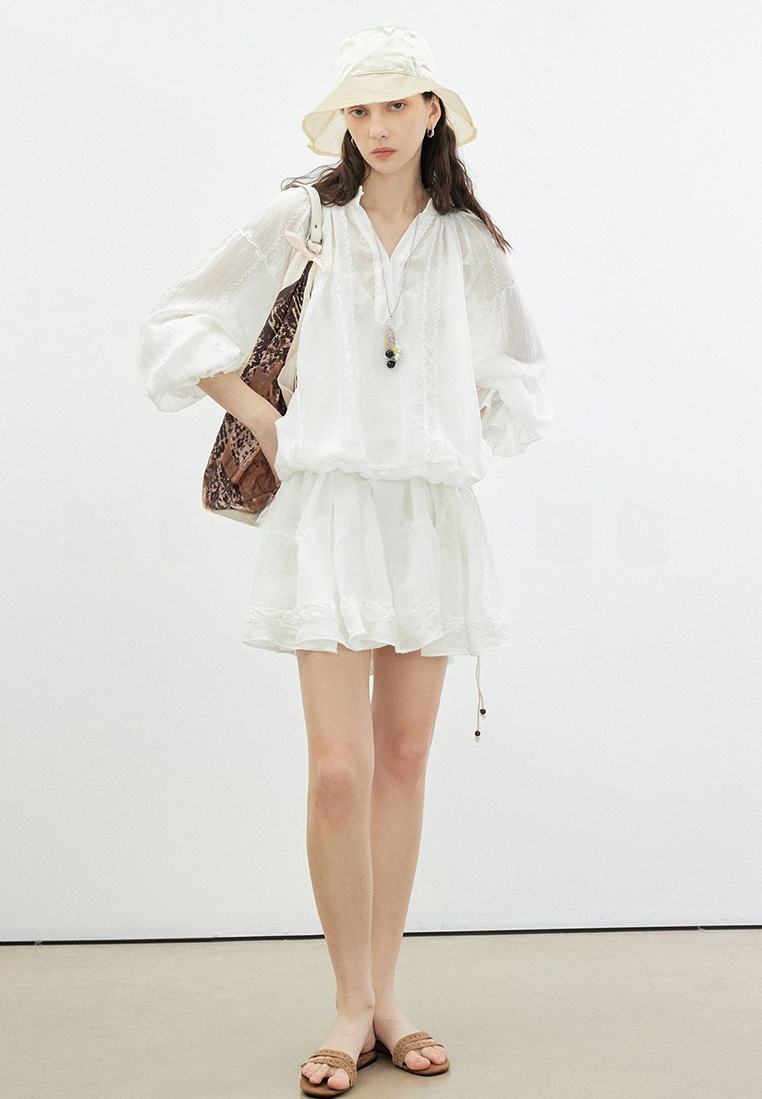 New Retro Romantic Ramie Embroidery Dress CA25100910W