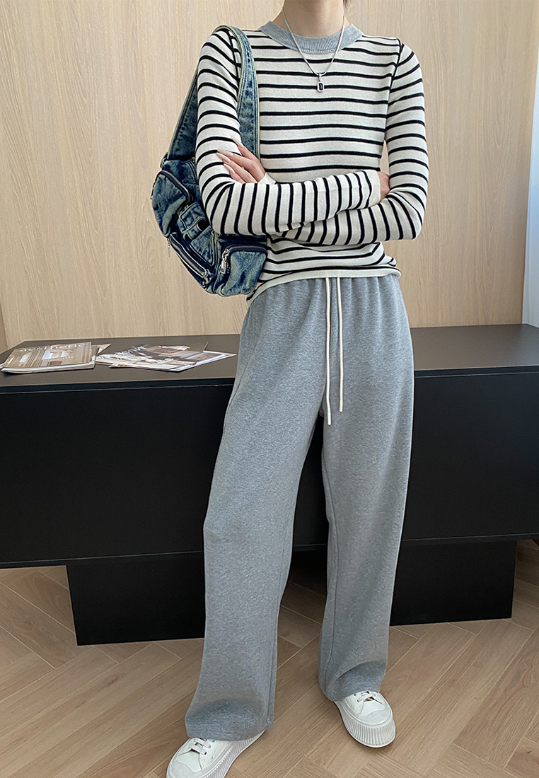 Autumn contrast color straight shoulder slim bottoming sweater CA25092510-1