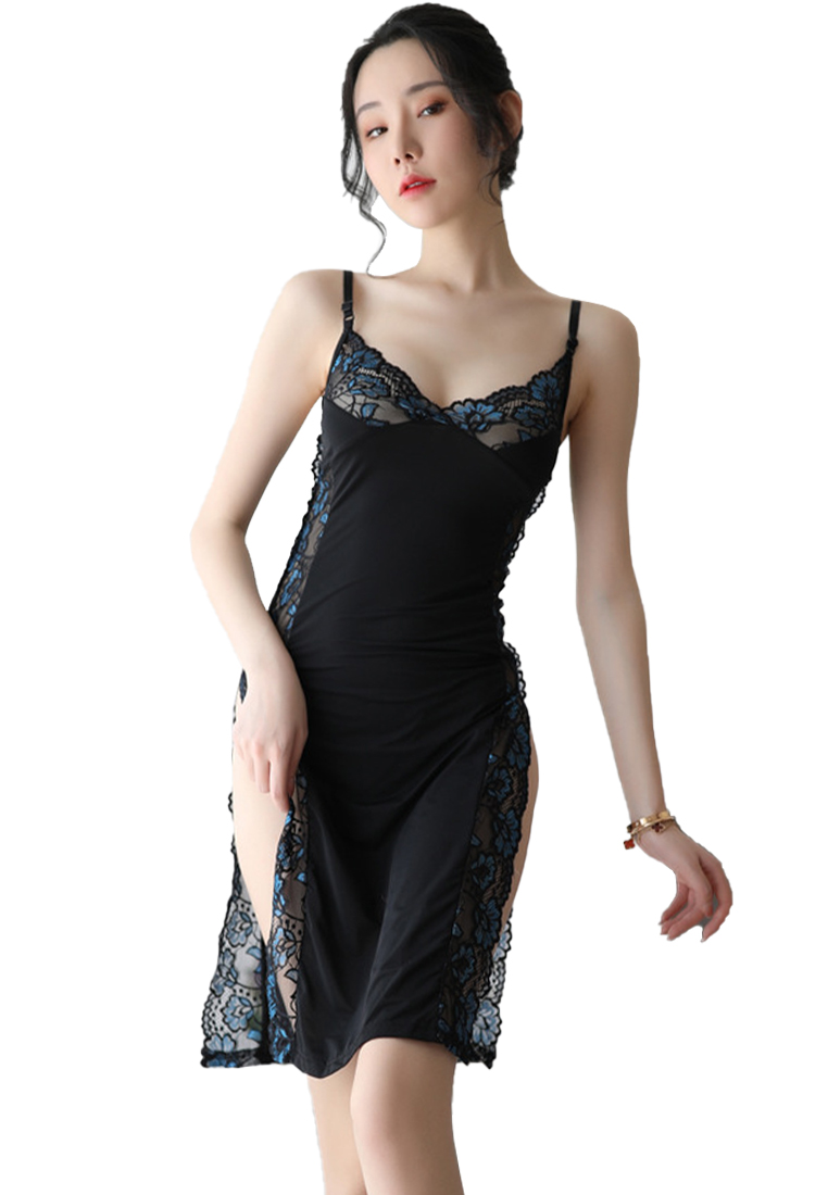 Limited edition new lace suspender sexy maxi dress + t back set CA121710RD