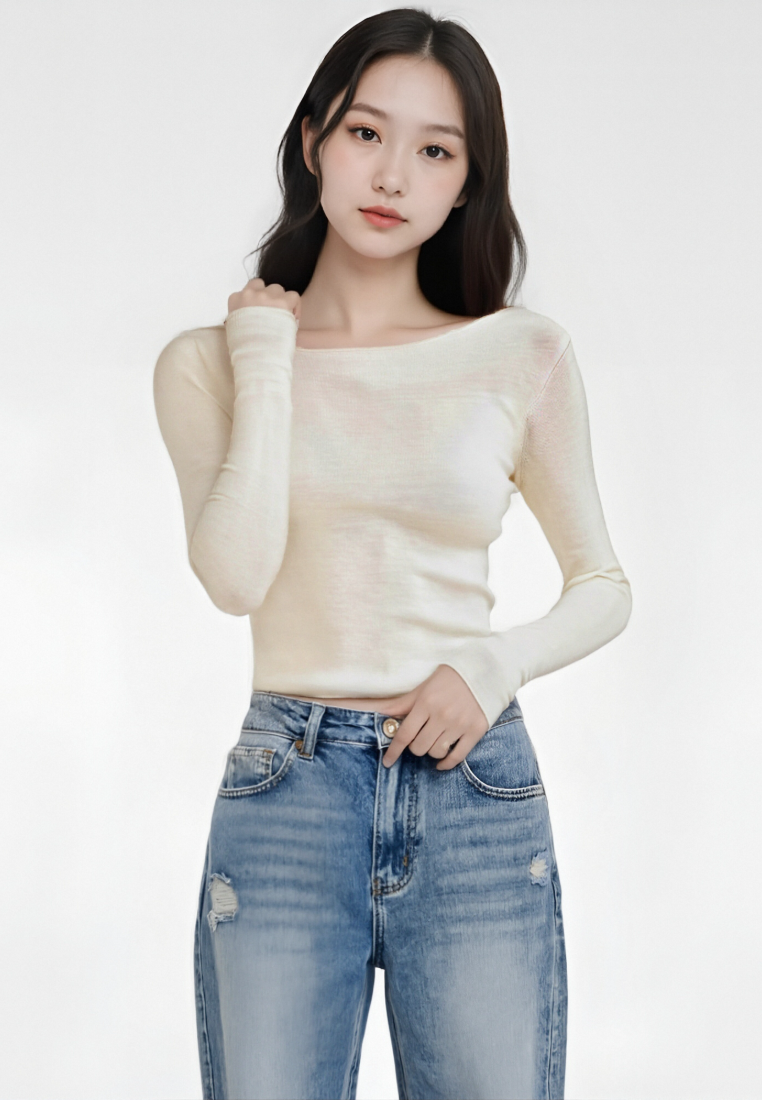 Wool Knit Fashionable and Simple Top CA25110310GY