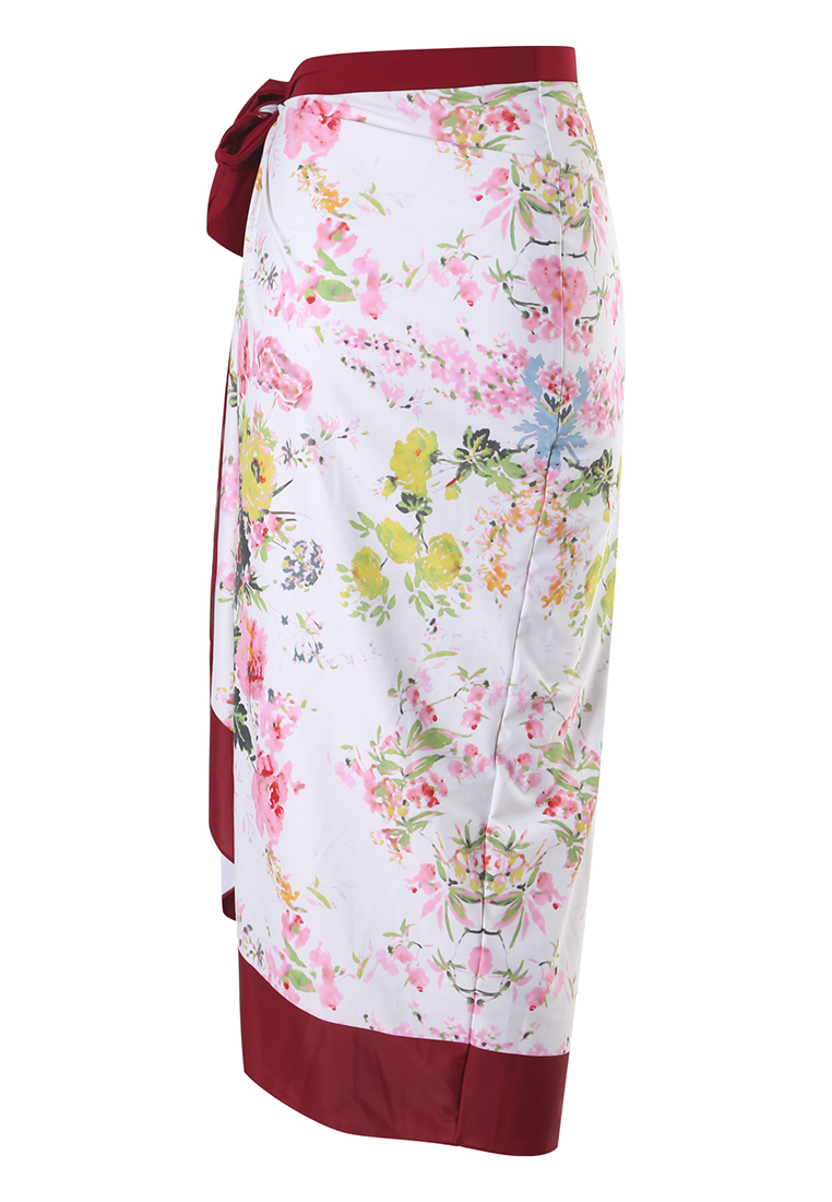 Retro backless flower one-piece swimsuit + chiffon skirt CA25030510PI